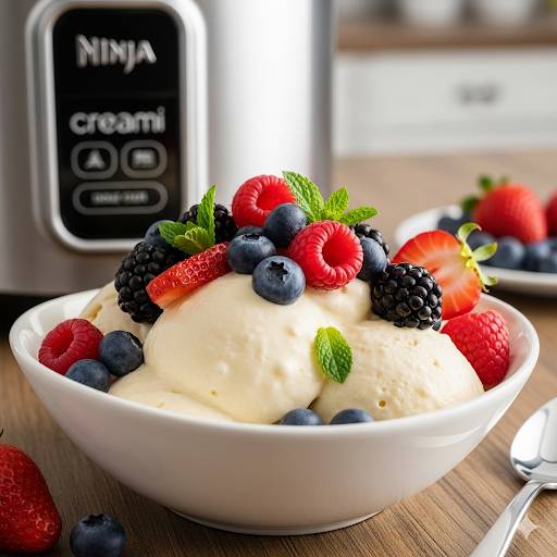 vanilla ice cream with fruit